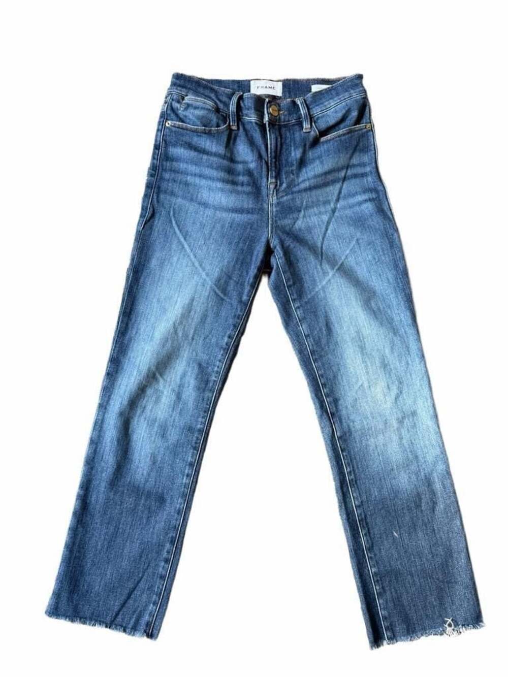 FRAME Le High Straight Raw Edge Denim Jeans Size 26